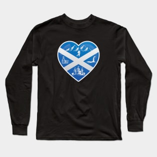 I Love Scotland Flag Castles Nessie Hiking Long Sleeve T-Shirt